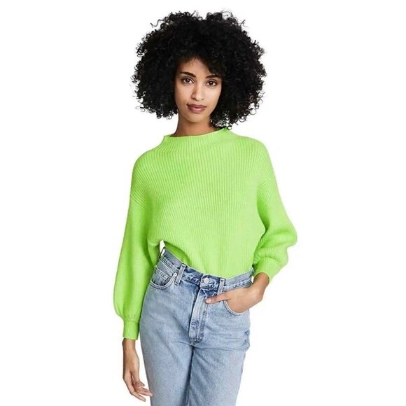 LINE AND DOT ALDER SWEATER IN NEON GREEN - Picture 1 of 7